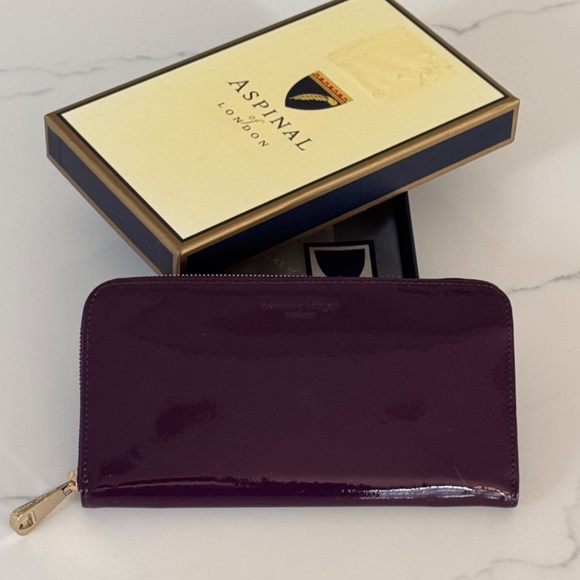 Aspinal Of London WALLET CLUTCH purple, NEW timeless, elegant - Picture 3 of 11